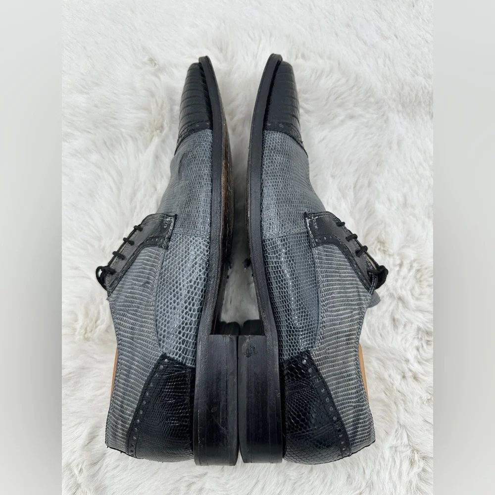David Eden‎ Crocodile Teju Lizard Oxford Dress Shoes Men’s Size 10.5
